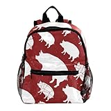 VAPOKF Leichter Schulrucksack Kleinkind Rucksack Kleine Reise Umhängetasche für Jungen Mädchen Kinder, Schweinebauernhof Tier-Silhouette, multi, 25.4x10x30 CM/10x4x12 in