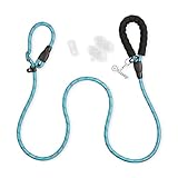 Hundeleine Retrieverleine, Führleine Zugleine Moxonleine für mittelgroße große Hunde 185 x 1,2 cm aus starkem Nylonseil, mit Einer Fingerzahnbürste für Hunde und Katze, Fingerling