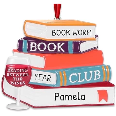 Personalized Book Club Ornaments 2024 - Stack of Books Ornament Book Lovers Ornament Book Tree Book Ornaments for Christmas Tree Bookish Items Book Lover Christmas Ornaments by Elves Cover