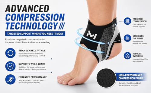 Image of Mcbazel Ankle Support Brace for Men & Women | Compression Ankle Sleeve for Sports, Running, Gym & Walking | Adjustable Ankle Stabilizer for Sprain Recovery, Pain Relief & Injury Prevention