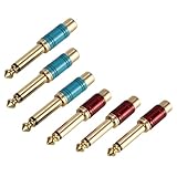 VERDANVERSE 6 Stück Teiliges Mono Audio Adapter Vergoldete Klinkenstecker Buchse Langlebiger Cinch...