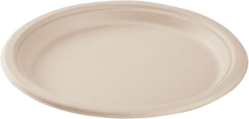 Miniatura 10 de KARAT EARTH Platos redondos de bagazo compostables sin PFAS de 7 pulgadas, naturales, 1000 unidades