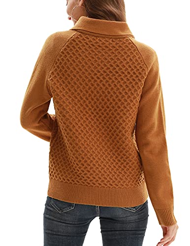 Women Chunky Cardigans Vintage Button Up Sweaters Long Sleeve Thick Cable Knit Coat Ribbed Edge Brown Xl #TOP4