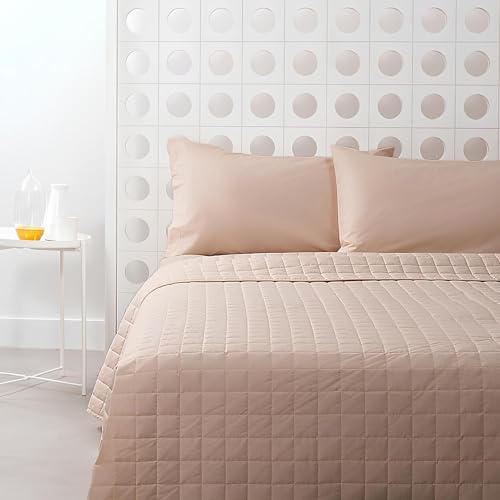 Bassetti Copriletto Trapuntato Piazza e Mezza Pop Color 220x260 cm – Tinta Unita in Cotone 100% con Imbottitura Anallergica – OEKO-TEX® – Made in Italy (Beige)
