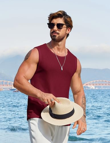 Image of COOFANDY Mens Casual Tank Tops 2 Pack Waffle Knit Sleeveless Shirt Breathable Tank Shirts Summer Muscle Tee
