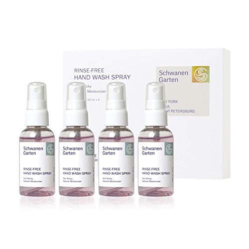 Schwanen Garten Rinse-Free Hand Wash Spray | (1.69 fl oz/4-Pack) | Lavender Essential Oil Cleansing and Waterless Wash | Clean Beauty