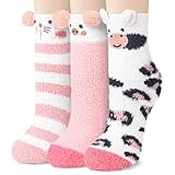 YSense 3 Pairs Womens Fuzzy Socks Cozy Winter Warm Fluffy Soft Cute Animal Fuzzy Home Slipper Socks