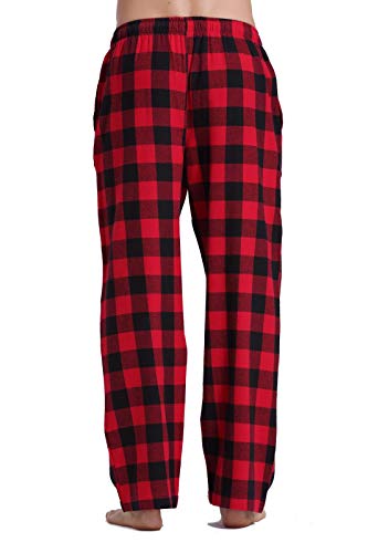 Cyz Men's 100% Cotton Super Soft Flannel Plaid Pajama Pants-Blackredgingham-L #TOP3