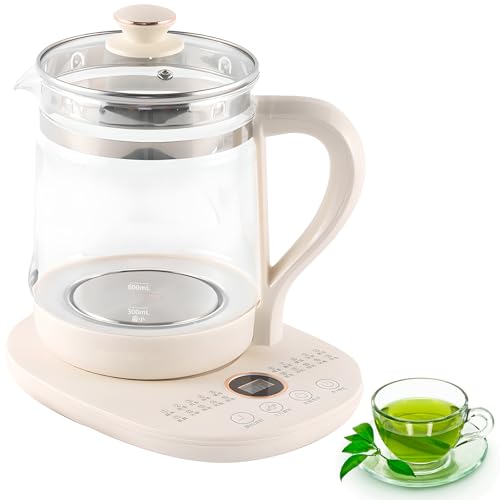 Pentola elettrica in vetro da 1,8 l, bollitore per stufato multifunzione da 800 W con timer 24 ore, controllo touch, mantiene il caldo automatico per zuppa di tè, uso familiare