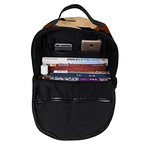 Mochila de regalo para Halloween con calabazas y luna llena, bolsa escolar original unisex 5