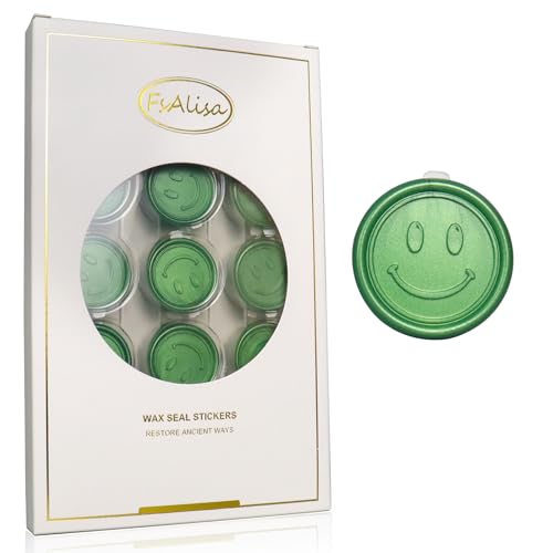 Autocollants de cire vert pin fsalisa : 60 sceaux Smiley pour enveloppes et invitations