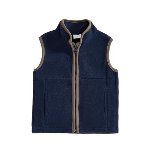 Image of Toddler Baby Boy Fleece Outerwear Vests Sleeveless Zipper Jacket Solid Color Vest Coat Spring Fall Winter Clothes