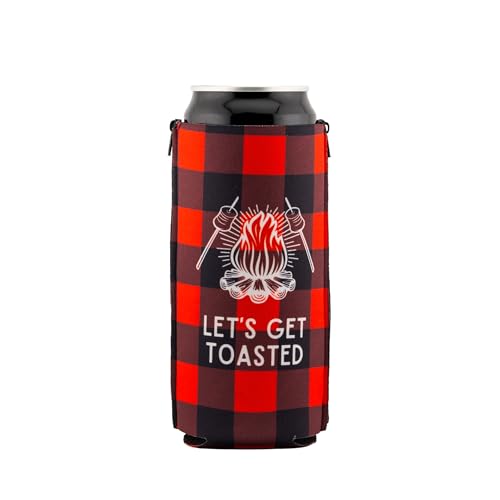ZipSip NONMAGNET - Adjustable All-In-One Coozie with Zippers for Cans, Bottles, Slim Cans, Pint Glasses, Party Cups, Coffee – Can Cooler - Insolated Neoprene Sleeve - Let's Get Toasted, XL