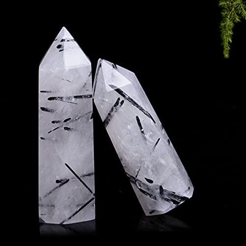 Miniatura 3 de Acxico 1 unids 2.8-3.1 in Natural Turmalina Negro Cabello Cuarzo Cristal Hexagonal Punta Varita Curación Reiki