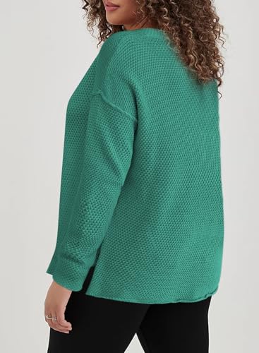 Image of Eytino Womens Plus Size Sweaters Casual Long Sleeve Loose V Neck Button Henley Tops Pullover Knit Jumpers,(1X-5X)