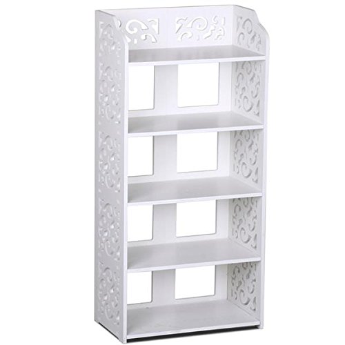 tinkertonk White Carved 5 Tier Corner Shelf Bookcase Display Cosmetic Storage Shelving Unit