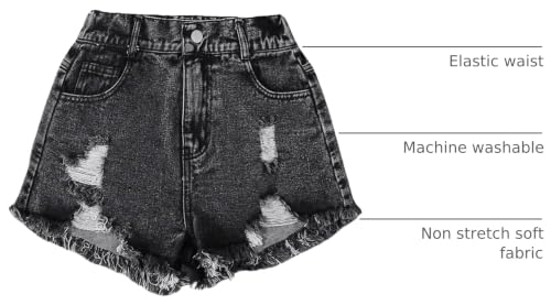 Image of Floerns Girl's Ripped Raw Hem Elastic Waist Straight Leg Denim Shorts with Pockets
