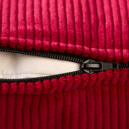 Image of Encasa XO Corduroy Cushion Covers, No Inserts, Set of 2, Red