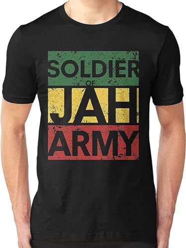 Photo de LIAO1999X Soldier of Jah Army T Shirt Jamaica Marley Rasta Lion Weed High Black T-Shirts à Manches Courtes(Medium)