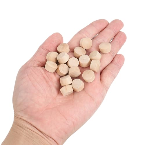 Image of uxcell 40Pcs Wood Button Plugs, 12.5mm /0.49 inch Flat Head Hardwood Screw Hole Plug Wooden Caps Buttons Wood Plug for Furniture Woodworking Craft Decor (14mm x 12.5mm)