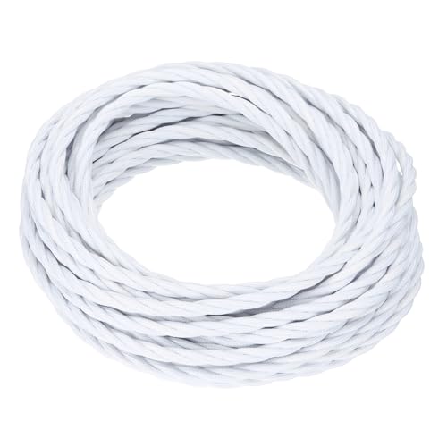 Câble en tissu pour lampe suspendue vintage blanc torsadé 10m