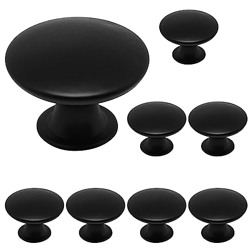 SWZHAI 8 Pcs Black Cabinet Knobs, Round Dresser Knob Kitchen Drawer Knobs, Single Hole Cupboard Door Knob Dresser Drawer Pulls Handles