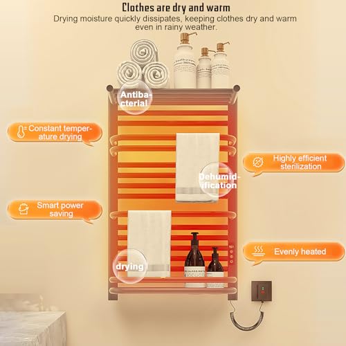 Calentador de toallas para eliminar la humedad con estante térmico de pared digital 4