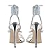 MissHeel Iridescent Lace Up Stiletto Heel Sandals Silver Tie Up Strappy Rhinestone Heels Thigh High Wrap Around Heels Open Toe Sexy Size 9
