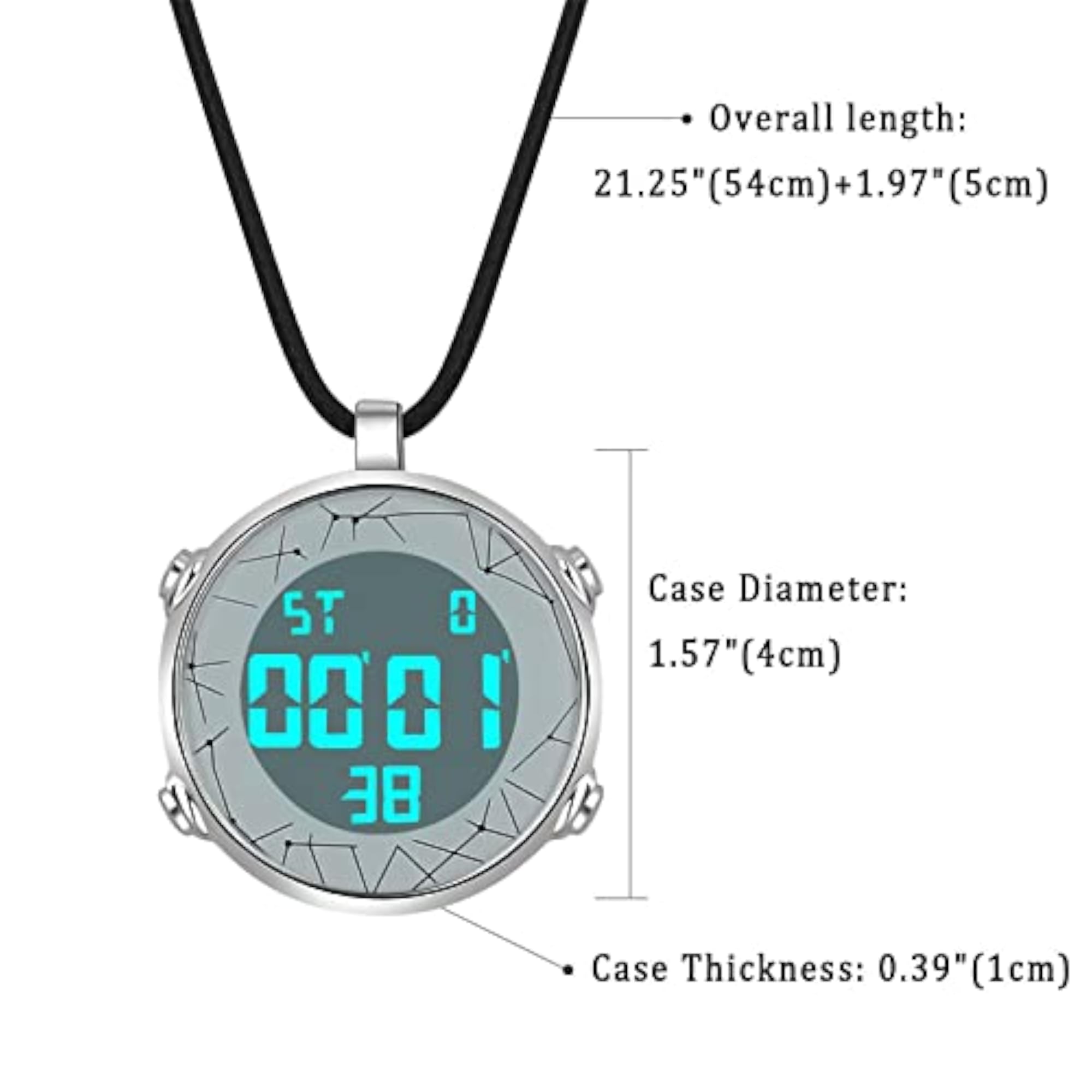 Digital Quartz Pocket Watch with Leather Necklace Chain