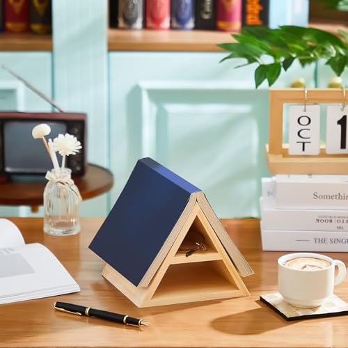 Menkxi Wooden Triangle Book Stand 7 x 7 x 6 Inch Page Rest Holder Place Functional Shelf for Bedroom Office Library Table Centerpiece Decoration for Book Lover - Thumbnail 3