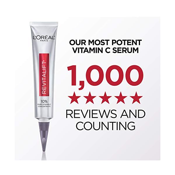 L'Oreal Paris Revitalift 10% Pure Vitamin C Face Serum, Brighter Skin, Reduced Wrinkles, Fragrance Free 1 0z.