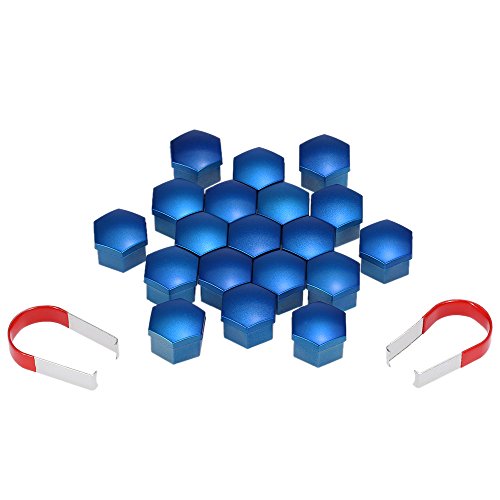 mewmewcat Conjunto de 20 unidades universais de 17 mm de plástico cromado para rodas de carro com ta