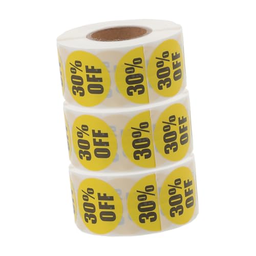 HOODANCOS Supermarket Stickers 3 Rolls of Percent Off Adhesive Labels for Store Tagging