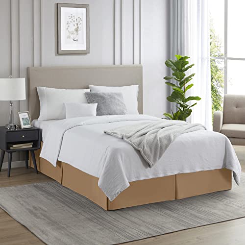 Image of Nestl Light Brown Twin XL Bed Skirt - Twin XL Size Bed Skirt 14 Inch Drop - Brushed Microfiber Bed Skirts - Hotel Quality Pleated Bed Skirt - Shrinkage & Fade Resistant