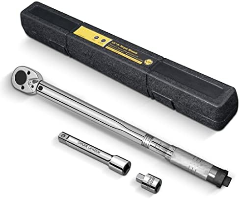 pgroup 1/2-Inch Drive Click Torque Wrench Set, 10-150 ft./lb, 1.4-20.7 kgs Adjustable Dual Range and Direction with 5-Inch Extension Bar and 1/2" Drive to 3/8" Drive Reducer