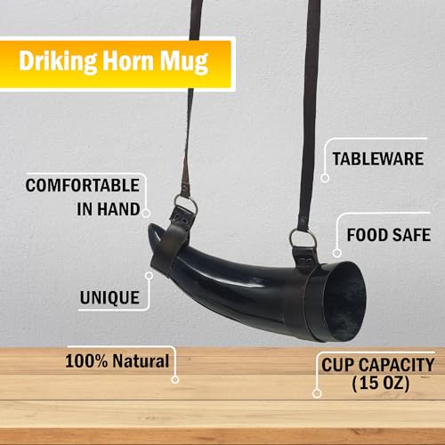 Galaxy Indiacraft Chifre de boi Viking | Caneca | Copo para cerveja, hidromel, vinho, copo de shot,