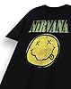 Nirvana Mens T-Shirt | Adults Short Sleeve Graphic Tee in Black | Classic Grunge Distressed Green Band Logo Print & Face Apparel Top | Vintage Rock Band Merchandise Gift #5
