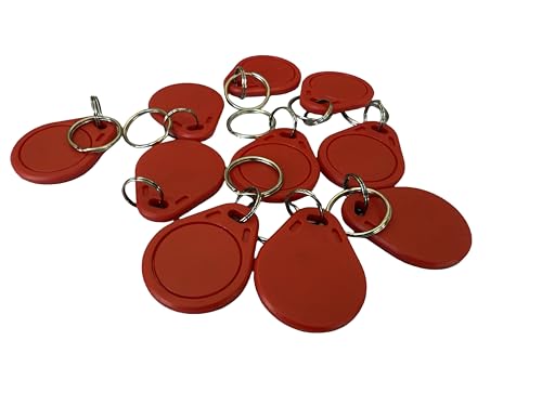 YARONGTECH RFID-Schlüsselanhänger 13,56 MHz RF IC M1 Chipkarte ISO14443A Token-Tag für elektronisches intelligentes Türschloss nur lesen (10 Stück) (rot)