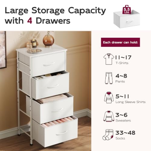 Image of WLIVE Small Dresser Nightstand for Bedroom, 4 Drawers, White