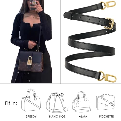 Image of Genuine Vachetta Leather Crossbody Strap Genuine Leather Adjustable Replacement Strap for Shoulder Bag Handbag Purse