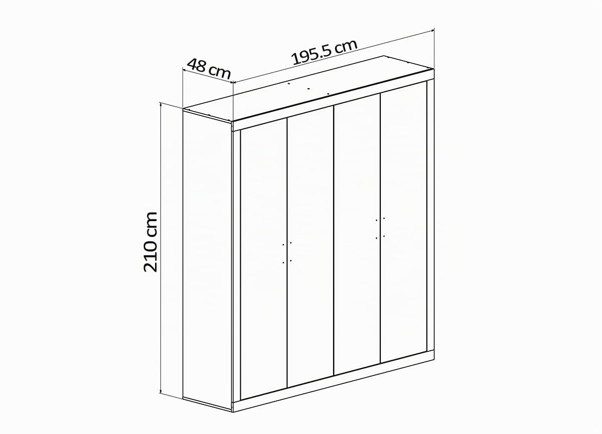 S & S Saldos y Stocks Armario 4 Puertas Batientes Kiara Cambria y Blanco 210x196x48 cm