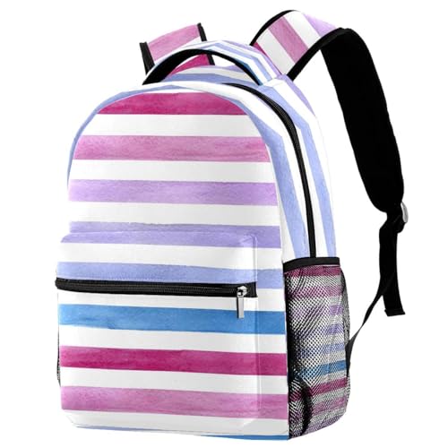 Sac à dos d'école pour adolescentes et adolescents avec rayures colorées multicolores