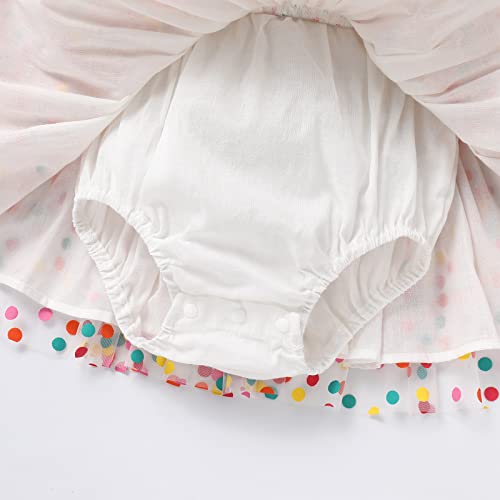 Toddler Baby Flower Girl Ruffle Sleeve Romper Dress Polka Dot Summer Birthday Tulle Dresses Shiny Sequins Pageant Princess Cake Smash Dress White Christening Baptism Dresses Orange 6-12 Months #TOP4