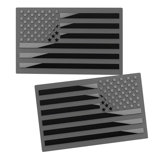 Image of Damwot 2PCS American Flag Emblem Decal Stickers, 5 inch x 3 inch American Flag Stickers, 3D Bumper Decals, Auto Fender Badge, Universal for Car, Truck, SUV, Motorcycle, Laptop (Black)