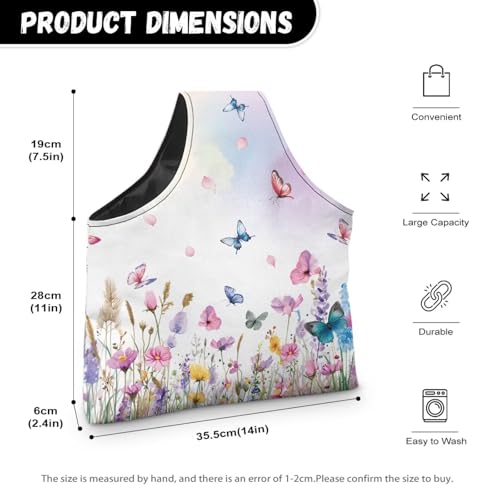 Image of ZUXONGSY Wildflower Yarn Storage Bag for Women Butterfly Knitting Project Bag Vintage Knit Wrist Bag Lightweight Crochet Organizers and Storage