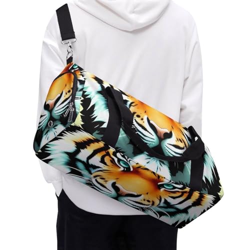 Sac de gym imprimé petite tête de tigre avec compartiments pratiques - 5