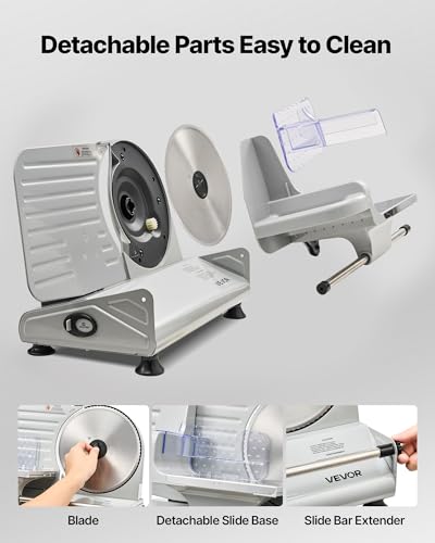 Image of VEVOR Meat Slicer, 8.6 inch 200W Electric Deli Slicer Machine with two SUS420 Blade, 0-0.6 inch Adjustable Thickness, ETL Certified Home Food-Slicer for Meat, Ham, Baguett, Steak