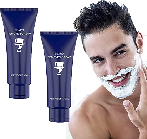 2 Stk. Dauerhafte Bartentfernungscreme für Männer, Enthaarungspaste für das Gesicht, natürliche, weiche, schmerzfreie Bartentfernungscreme für Gesicht, Achselhöhlen, Beine, Brust, Arme