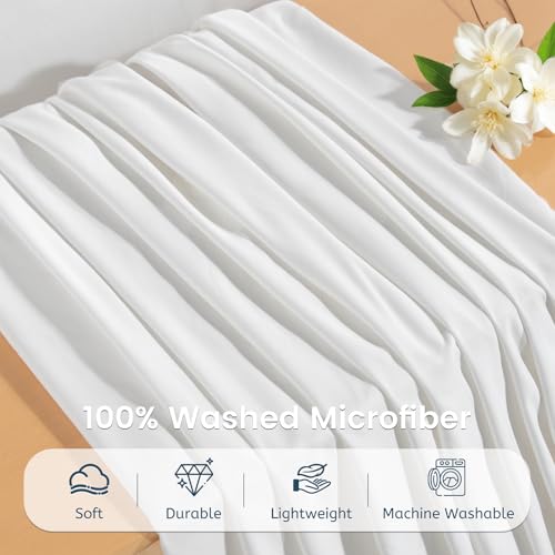 Image of NEXHOME PRO Duvet Cover Queen,White 3 Pieces Duvet Cover Set, Soft and Lightweight 100% Washed Microfiber Comforter Cover Set for All Season(White Queen, 90 x 90)-No Comforter