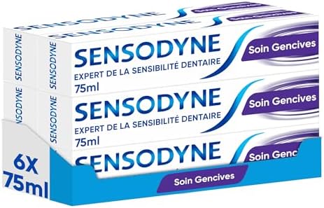 SENSODYNE - Dentifrice Soin Gencives - Aide à Maintenir des Gencives Saines - Action Cliniquement Prouvée pour Soulager la Sensibilité Dentaire - Lot 6 x 75 ml